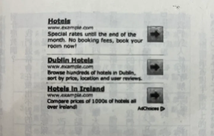 Figure 1 Illustration from the book showing the addition of a button to the right of an ad.